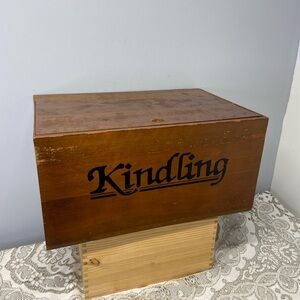 Rustic Primitive Wood Box with Removable Lid for Storing Kindling